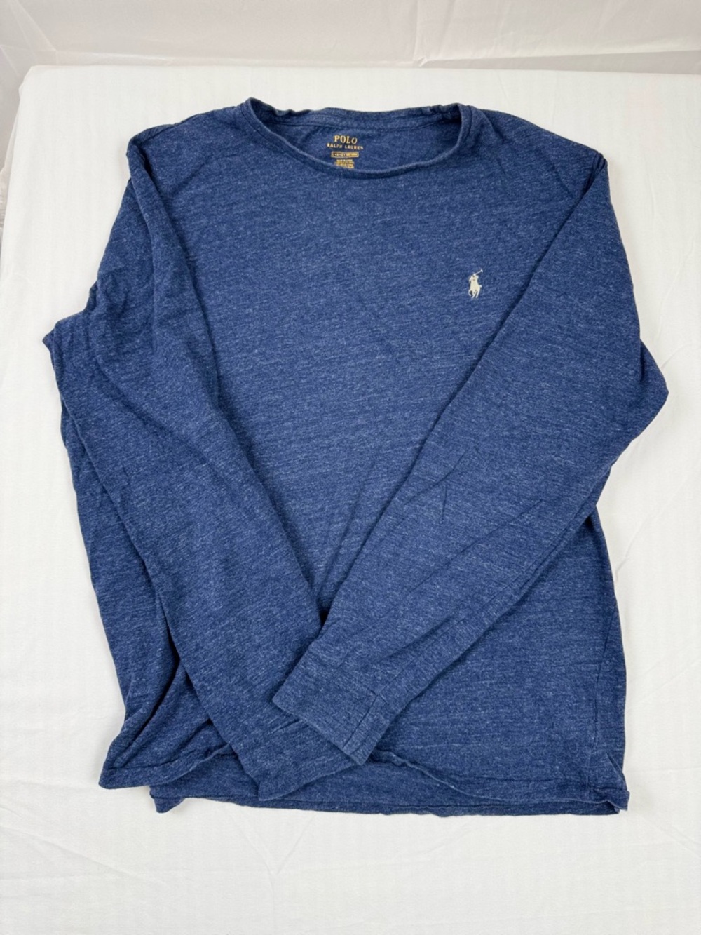 Polo Ralph Lauren Long Sleeve T Shirt Mens Blue Pony Logo Cotton Crewneck
